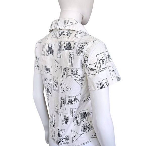 vintage stamp-print button down - Picture 4 of 6